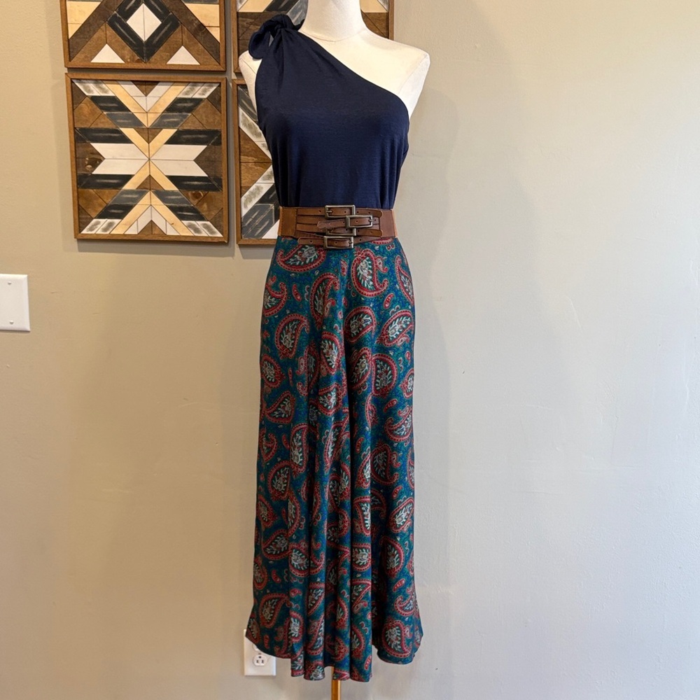 Vintage Ralph Lauren Paisley A-Line Maxi Skirt size 6 EUC - Picture 1 of 12